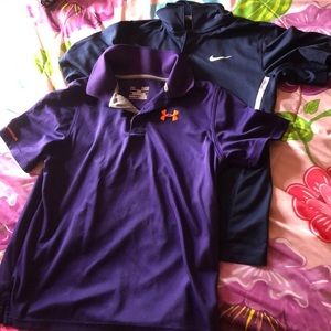 Two formal athletic shirts, Nike and Under Armour